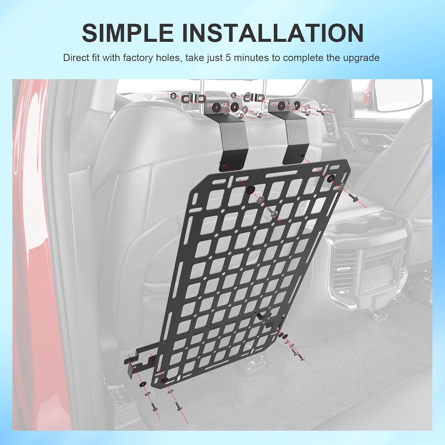 1PC Seat Back Molle Panel Compatible with 2019-2026 Dodge Ram 1500 Seat Back Organizers Molle Tactical Truck Organizer Replacement for 2019-2026 Dodge Ram 1500 Accessories