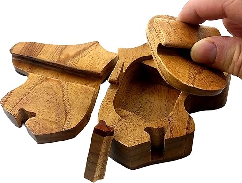 Miniatura 3 de Mane Stay Horse Head - Caja de rompecabezas de madera exótica natural, 4.75 x 4.5 x 2 pulgadas con cerradura de llave de madera deslizante, cubierta