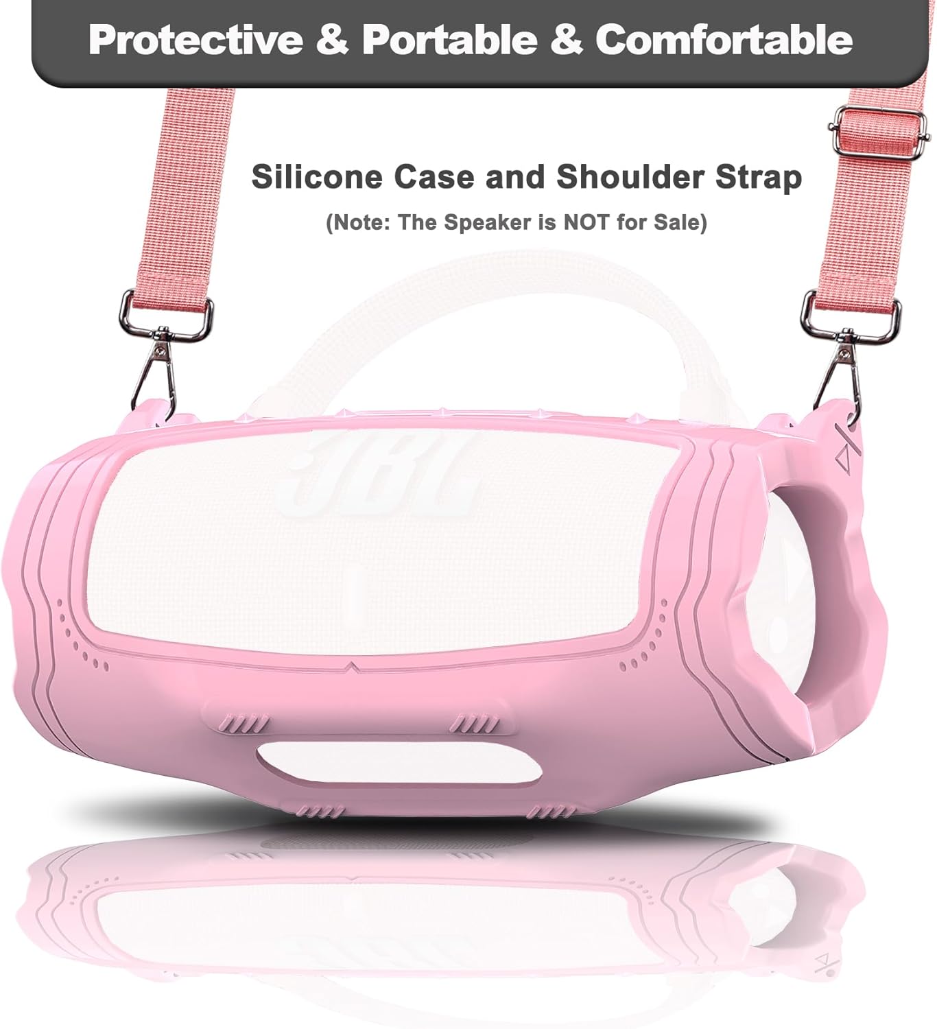 JCHPINE Silicone Case for JBL Charge 6 Portable Speaker, Protective Cover for JBL Charge 6 Pro AI Sound Speaker Accessories (Pink Case) - Image 3