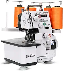 Máquina de costura Pro Serger, máquina de overlock de armação de metal industrial resistente com capacidade de 3-4 pontos, máquina de costura overlocker com luz LED, 12 padrões de pontos, 1.250 pontos