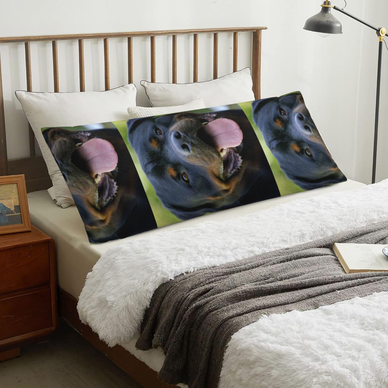 Rottweiler Dog, Body Pillow Cover with Zipper,Long Body Pillowcase 20 x 60 in
