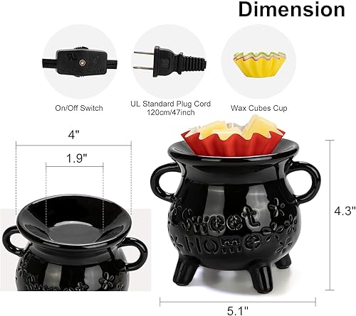 Miniatura 7 de Calentador de cera de cerámica para cera perfumada 3 en 1, calentador eléctrico de cera de velas, diseño recortado, derretidor de fragancia para el