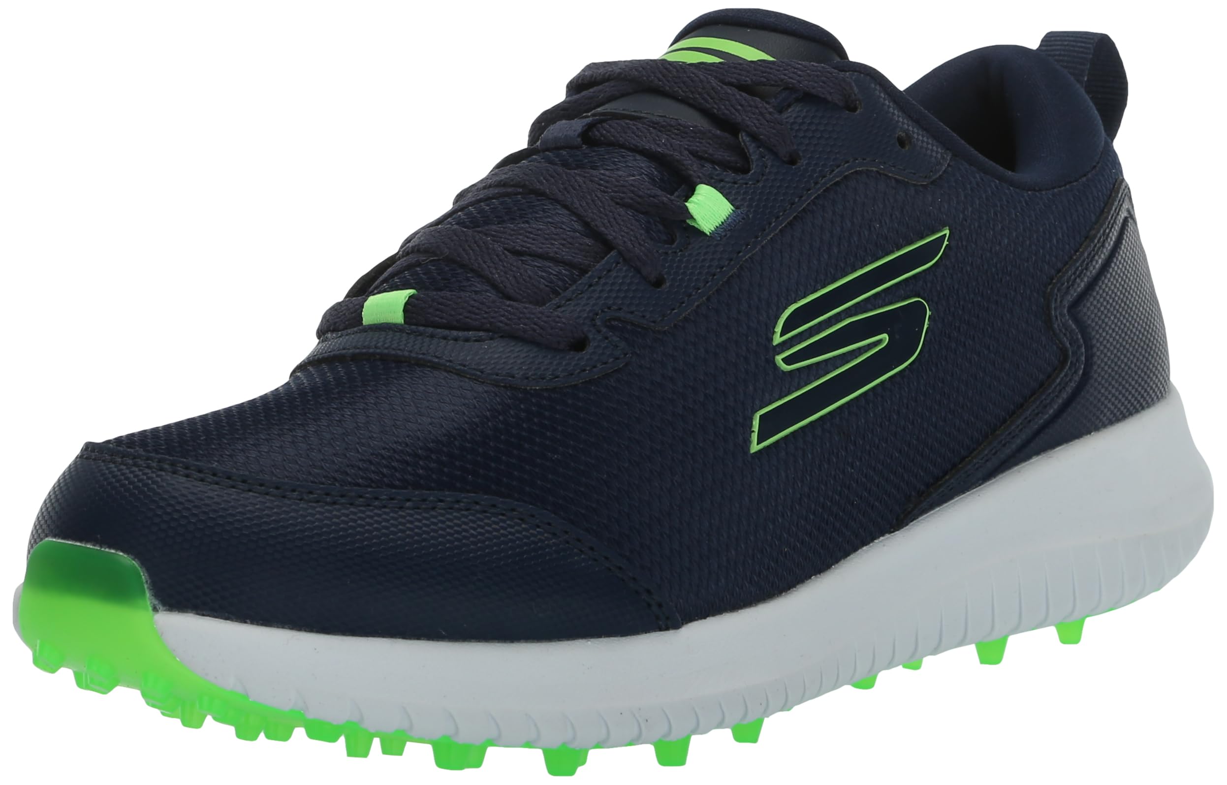 Skechers Men's Max Fairway 4 Spikeless Golf Shoe Sneaker, Navy/Lime, 9.5
