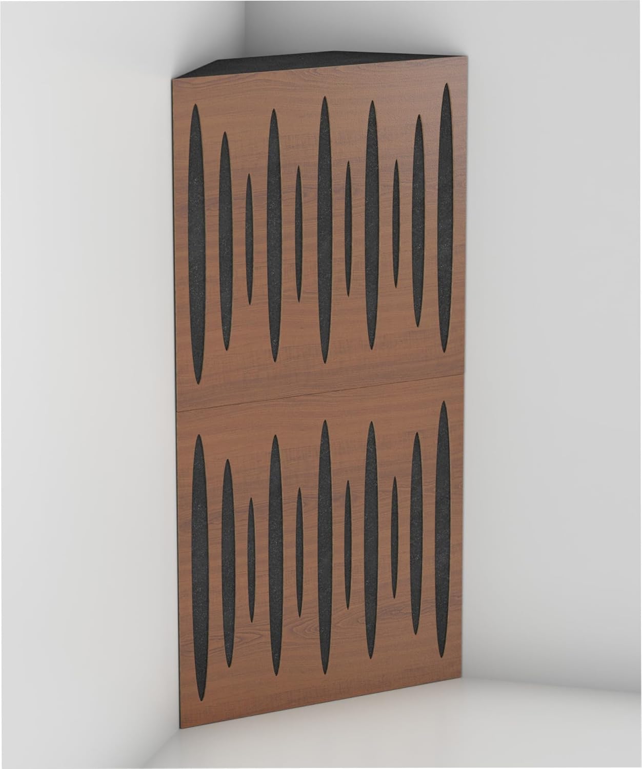 4-Pack — Acoustic Corner Bass Trap | 50x50cm | Audio Soundproofing Record Studio Treatment | Absorption - Diffusion - Reflection | (x4 PULSE-100mm, Nut)