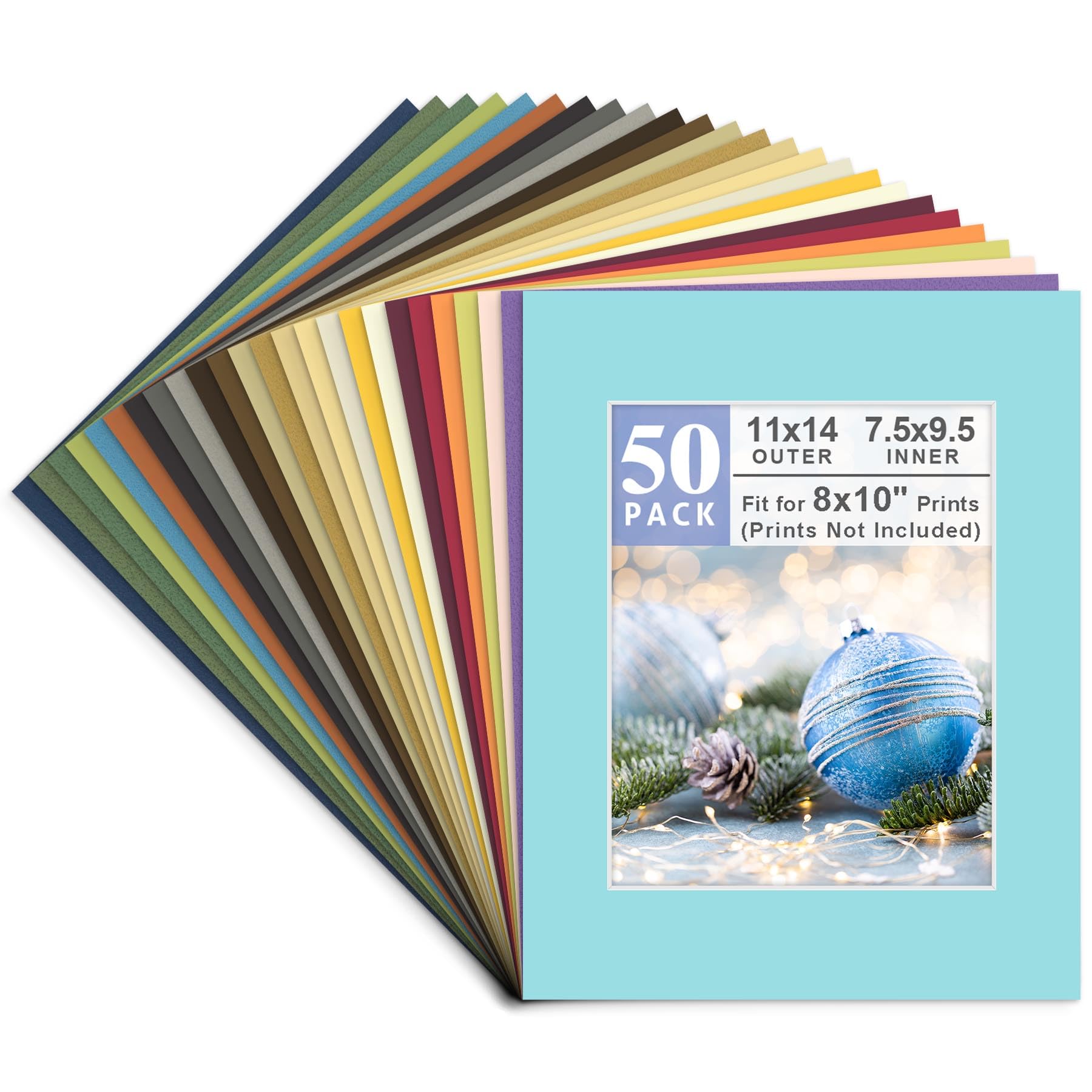 Golden State Art 50 Pack Mixed Color Photo Mats 11x14 For 8x10 Mats Only