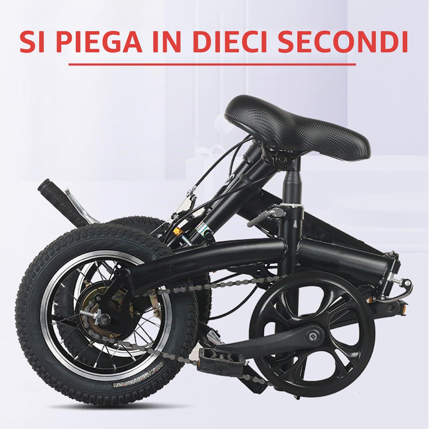 Bicicletta pieghevole per adulti da 12 pollici, bicicletta pieghevole urbana, bicicletta pieghevole portatile leggera per studenti e pendolari urbani