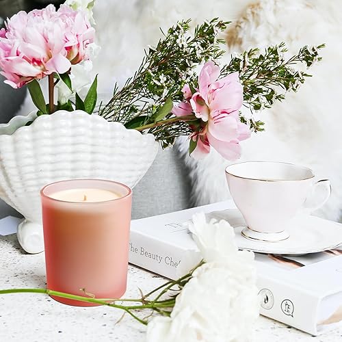 Miniatura 3 de Tarros gruesos para hacer velas, 16 unidades, tarros vacíos de 7 onzas con tapas de madera para hacer velas, contenedor de muestra, rosa esmerilado