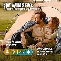 Vista 3 de VENTURE 4TH Saco de dormir para mochileros – XXL, tamaños dobles e individuales – Saco de dormir ligero para clima cálido y frío para adultos, niños