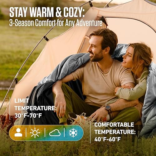 Miniatura 3 de VENTURE 4TH - Saco de dormir para mochilero, ligero, cálido, pero también para tiempo frío, para adultos, niños o parejas, ideal para senderismo,