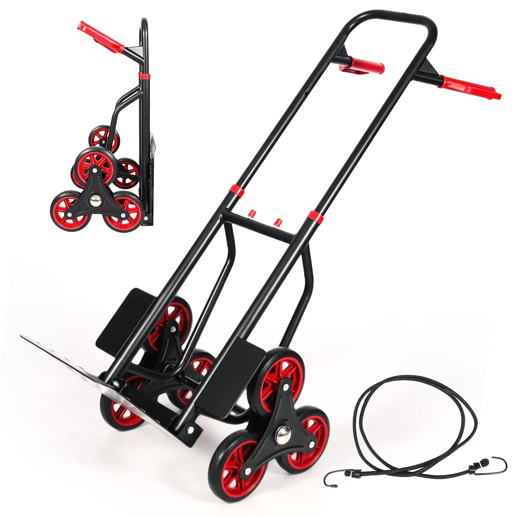 RedSwing Stair Climber Cart, Portable Stair Hand Truck for Shopping, Heavy Duty Stair Climber Dolly with Adjustable Telescoping Handle?6 Durable Rubber Wheels, 330LBS Weight Capacity,Red(330lbs-red)