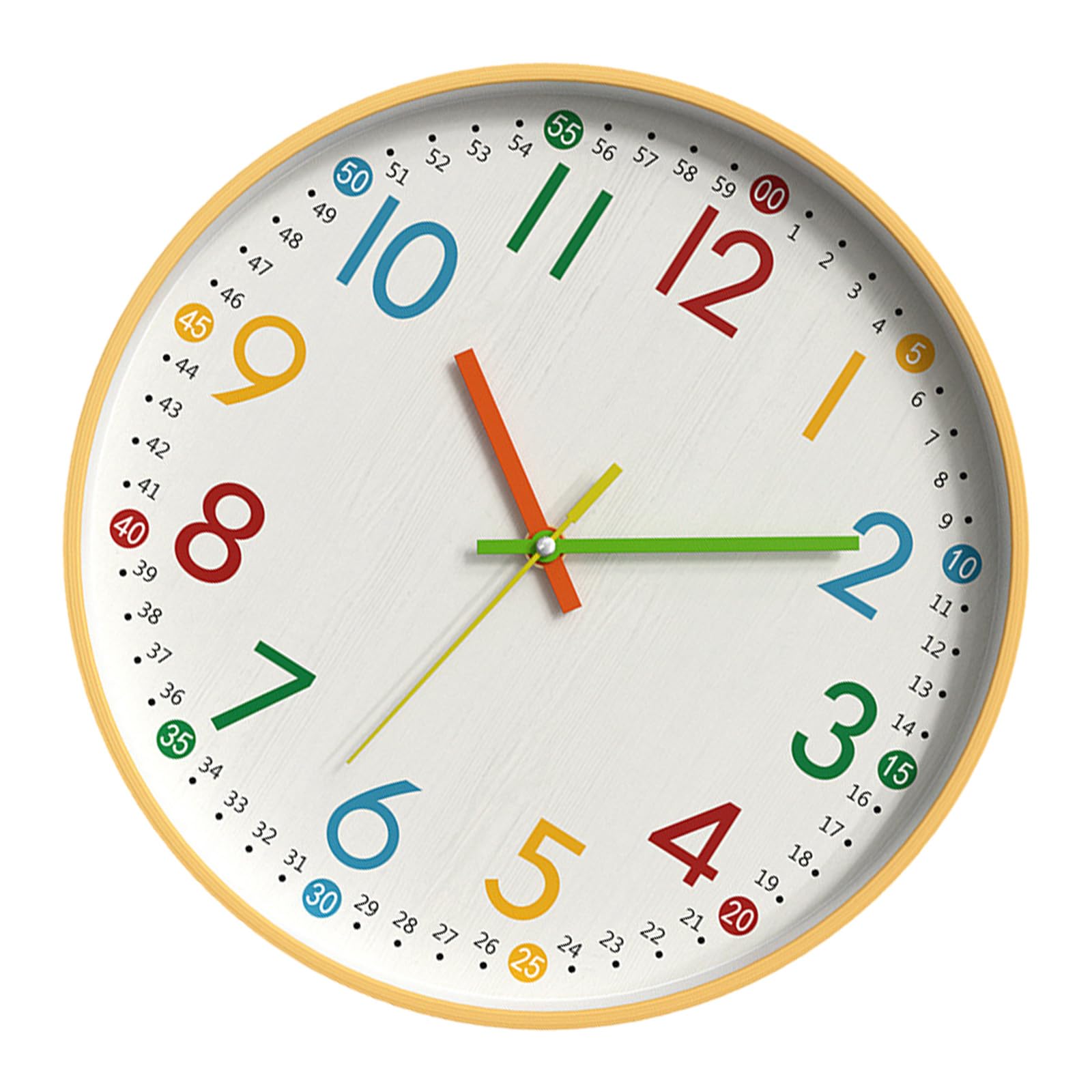 carotoe Decorative Wall Clock with Colorful Numerals Quiet Mechanism Analog Round Clock for Stylish Home Classroom Decors Quiet Movement