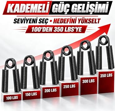 Valkyrie 6’lı El Yayı Seti 45-159 Kg Ayarlanabilir Kavrama Güçlendirici Metal Hand Grip Siyah