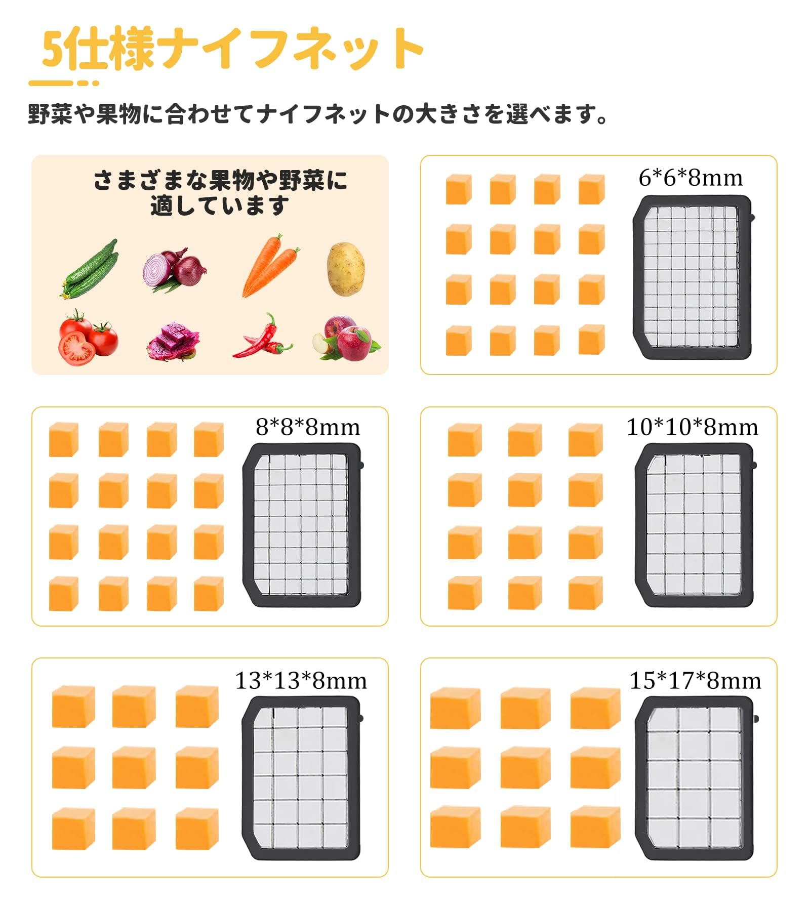 Amazon | JIAWANSHUN ダイスカッター 電動野菜カッター 600W 野菜角