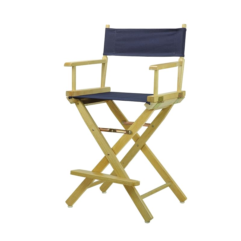 Casual Home 24-Inch Director Chair Natural Frame, Navy Blue Canvas
