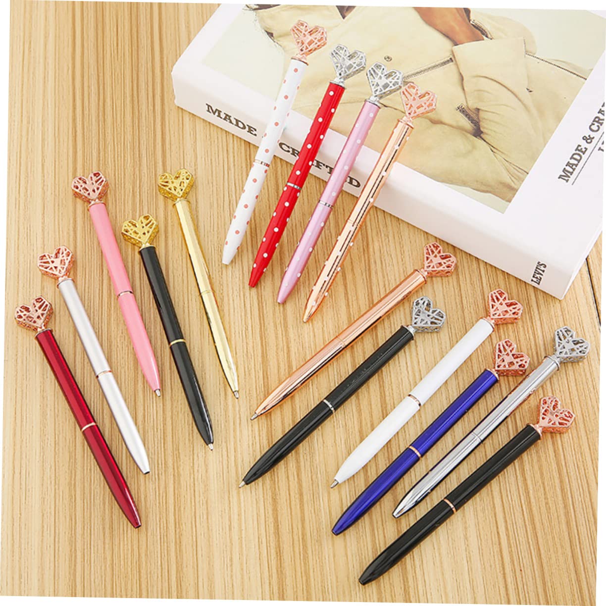 Lurrose Lot De 4 Stylos À Bille Ergonomiques En Métal Décorés De Cœurs Pour Lécole 6 Pièces X 4
