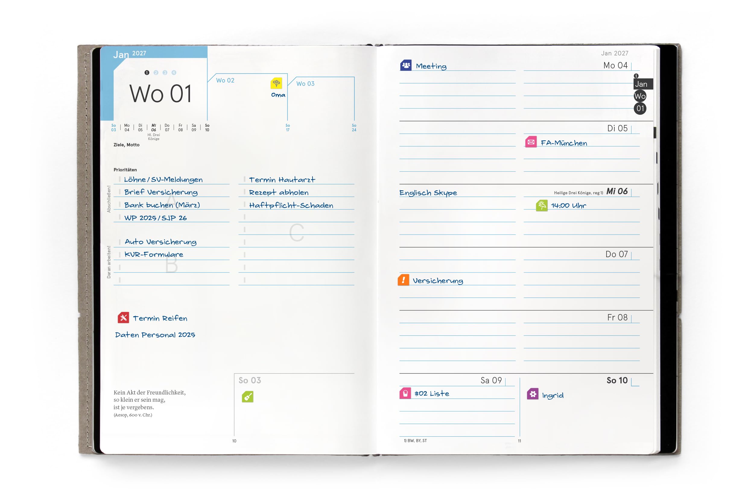 weekview X17 Nachfüll-Hefte 2027 – Set compact A5 (2 Hefte) – 2× Halbjahr Wochenplaner: 1 Woche auf Doppelseite – Refill-Hefte für X17 System – Kalender-Einlagen als gebundene Hefte