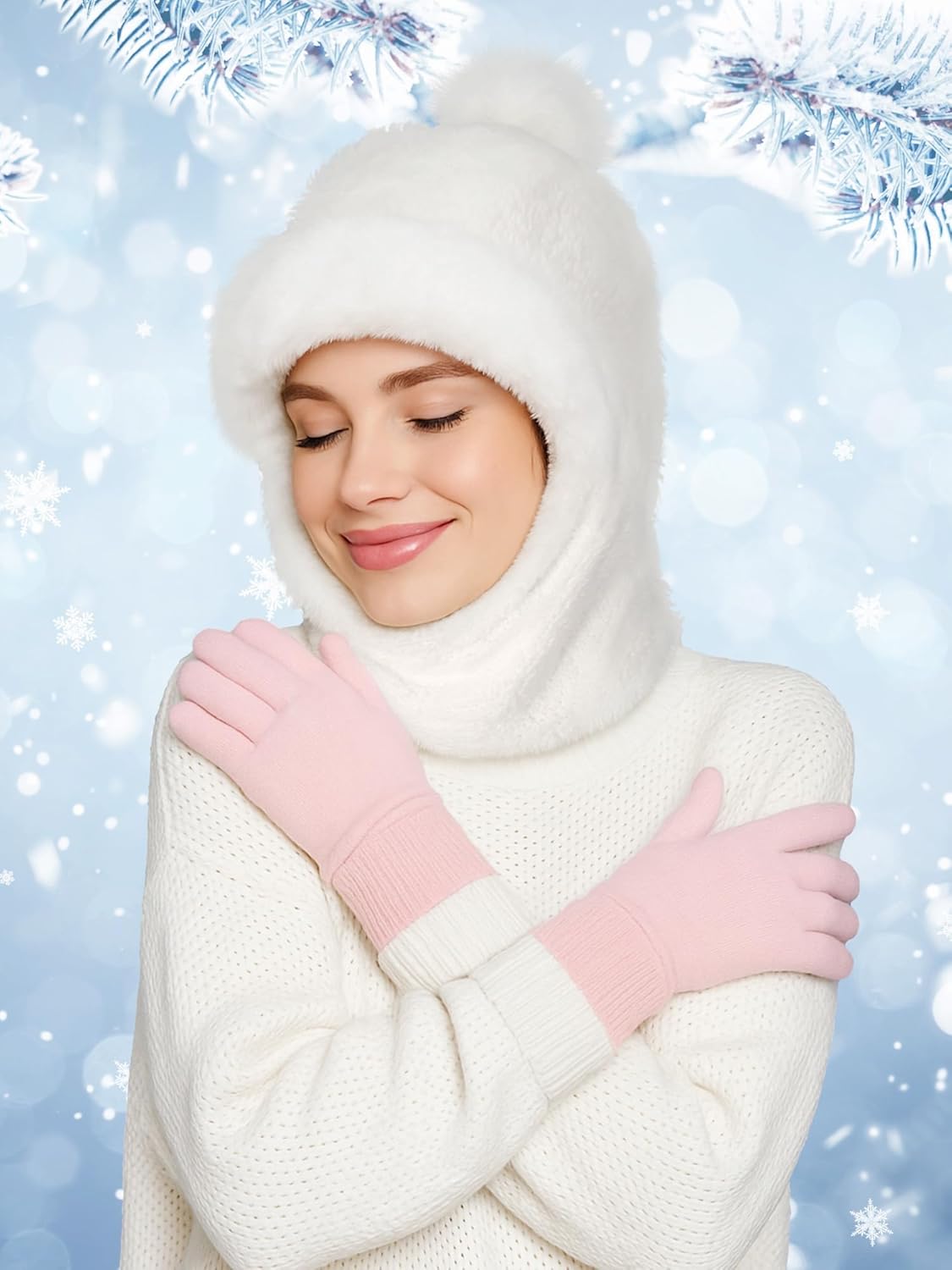 4 Pack 3 in 1 Beanie Hats for Women Beanies with Neck Gaiter Winter Balaclava Hat Scarf Mask Plush Neck Warmer Windproof Face Cover for Men Adults Cold Weather - Image 2