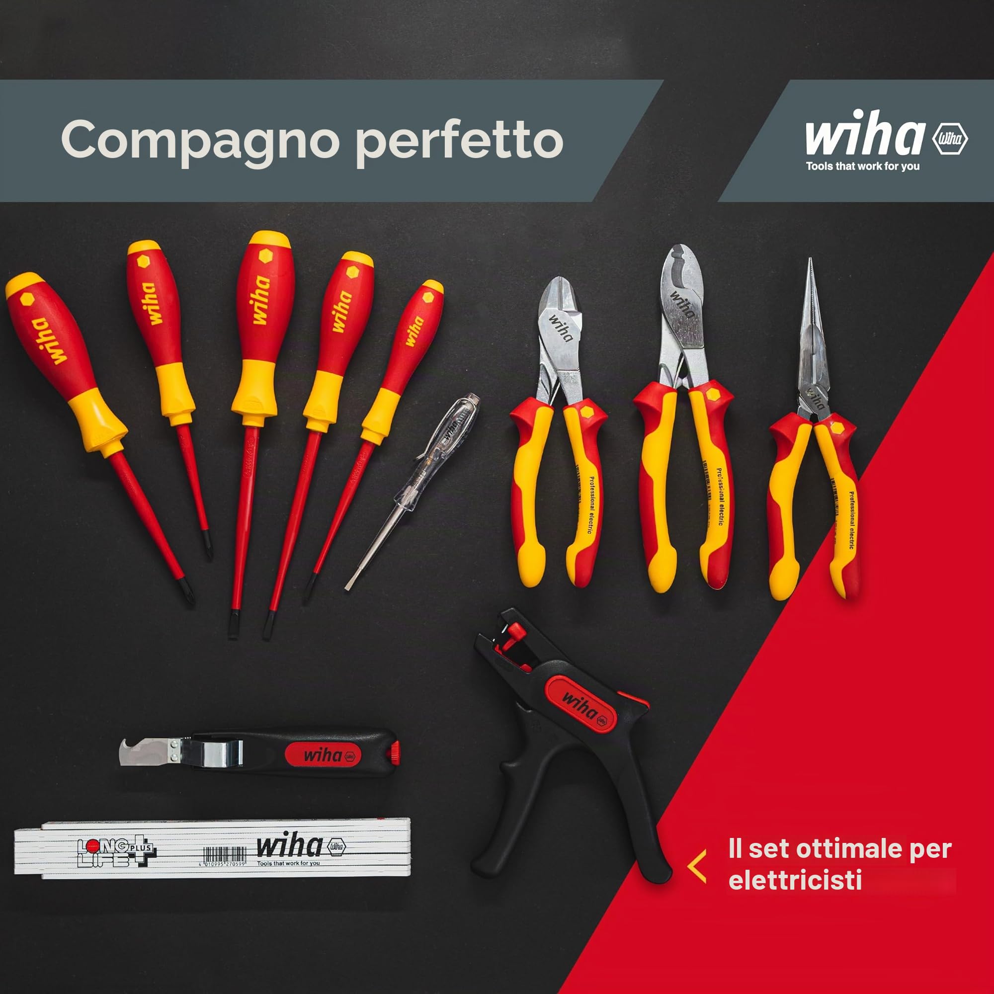 Wiha Juego de herramientas para electricistas en surtido, de 13 unid., incl. funda para herramientas (36389)
