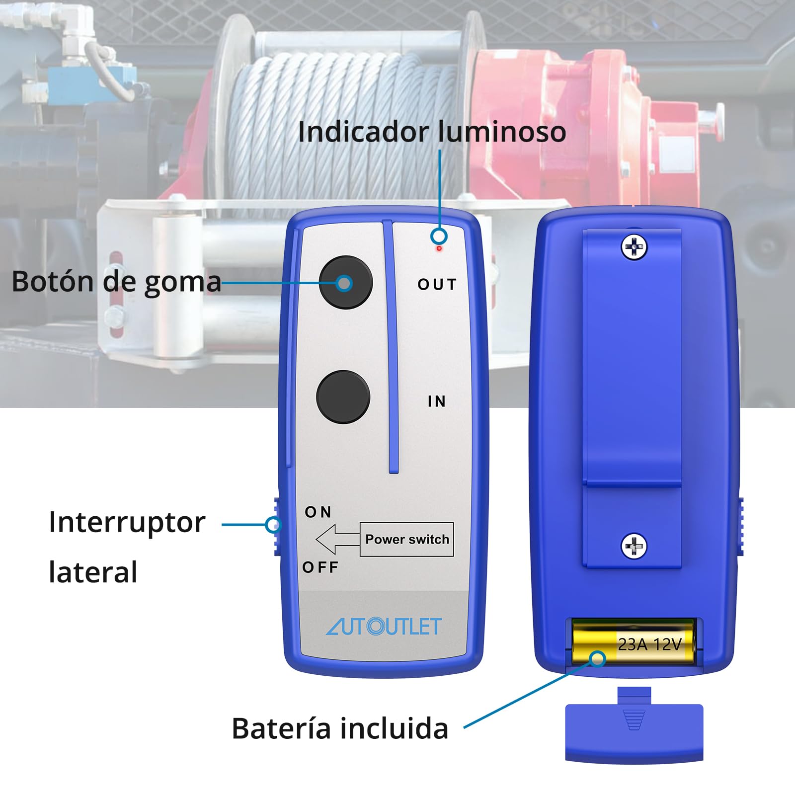 AUTOUTLET 2PCS Mando Inalambrico para Cabrestante, Mando a Distancia para Cabrestante Kit de Control Remoto Inalámbrico 12V para Coche ATV Camión SUV