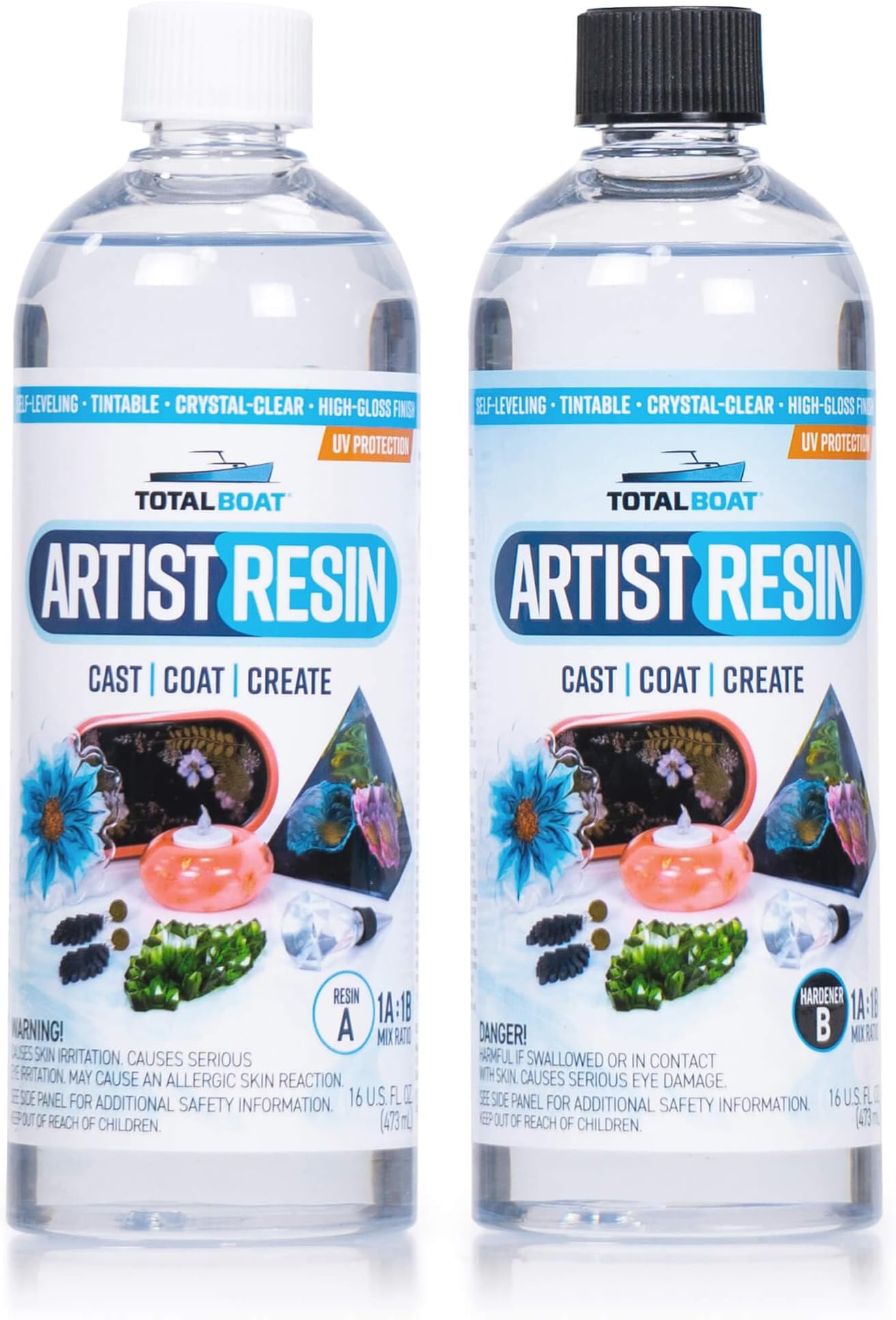 Artist Epoxy Resin - 32 Oz. Quart Kit with 1:1 Mix Ratio and UV Resistance - High-Gloss, Crystal-Clear Casting Formula for Artwork, Charms, Crafts, Jewelry, and Tumblers