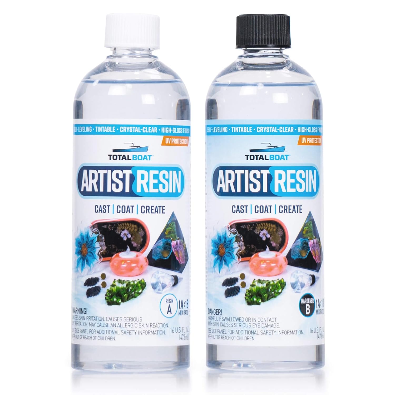 TotalBoat Artist Epoxy Resin - 128 Oz. Gallon Kit with 1:1 Mix Ratio and UV Resistance - High-Gloss, Crystal-Clear Casting Formula for Artwork, Charms, Crafts, Jewelry, and Tumblers