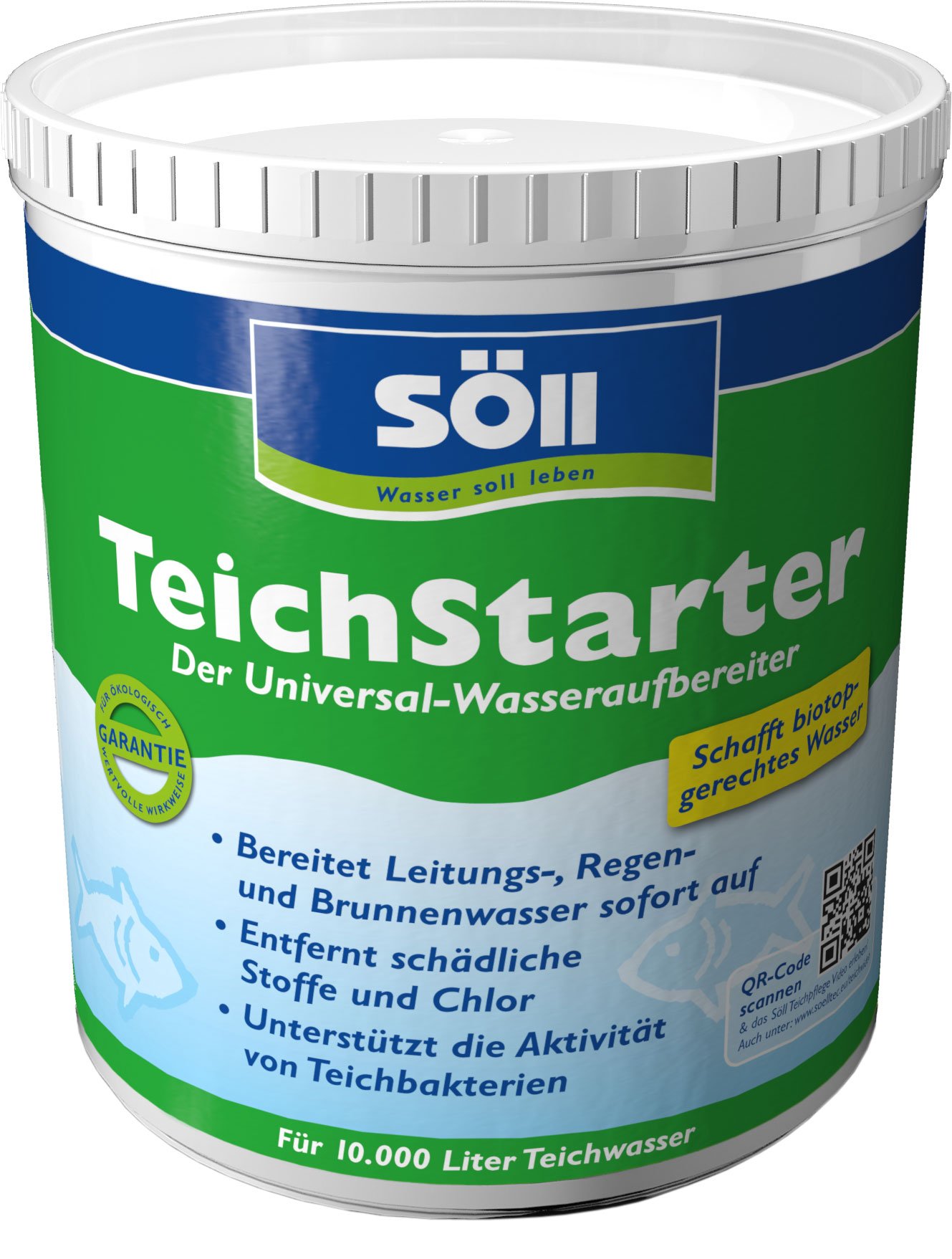Söll 80474 TeichStarter, 1 kg - Universal-Wasseraufbereiter für den Gartenteich, wasserstabilisierendes Teichpflegemittel zur Teichwasseraufbereitung im Fischteich, Schwimmteich