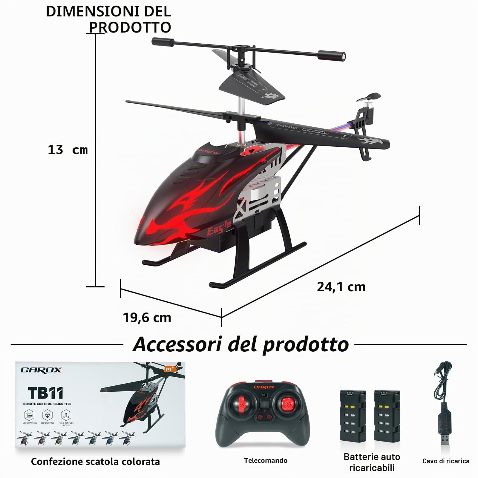 Carox Elicottero telecomandato,2.4 GHz 7 Colori Aereo Telecomandato con Luce LED,Elicottero RC per Ragazzi e Ragazze Bambini