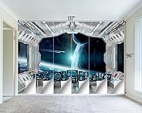 Vista 4 de Papel pintado de la nave espacial de la galaxia para baño, sala de estar, dormitorio, mural de techo y pared - 137"x96" (no se pela ni se pega)