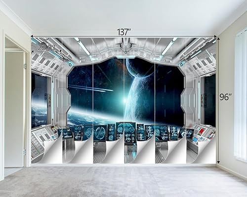 Miniatura 4 de Mural de pared de techo Galaxy Space Nave para baño, sala de estar, dormitorio, 137 x 96 pulgadas (no se puede despegar ni pegar)