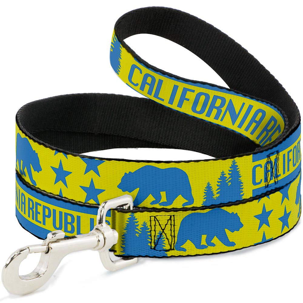 Laisse pour chien Buckle Down nylon résistant motif ours étoiles bleu jaune