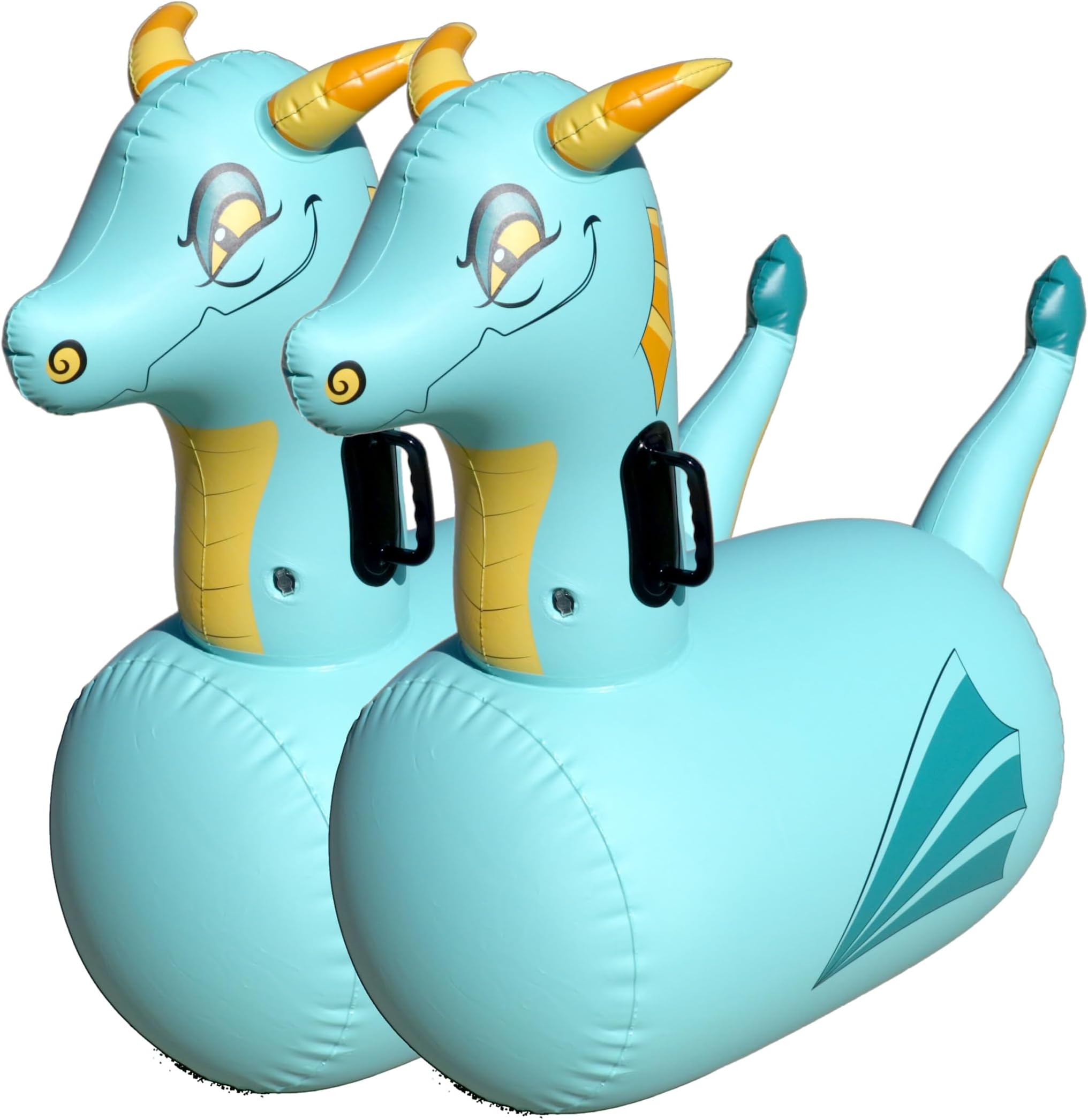 Hop N Go Inflatable Blue Dragon Bouncy Riding, Hopping Toys for Kids Ages 5+ - Ride On Bouncer Animal Hopper Jumping Toys for Outdoor Games (2 Pack)