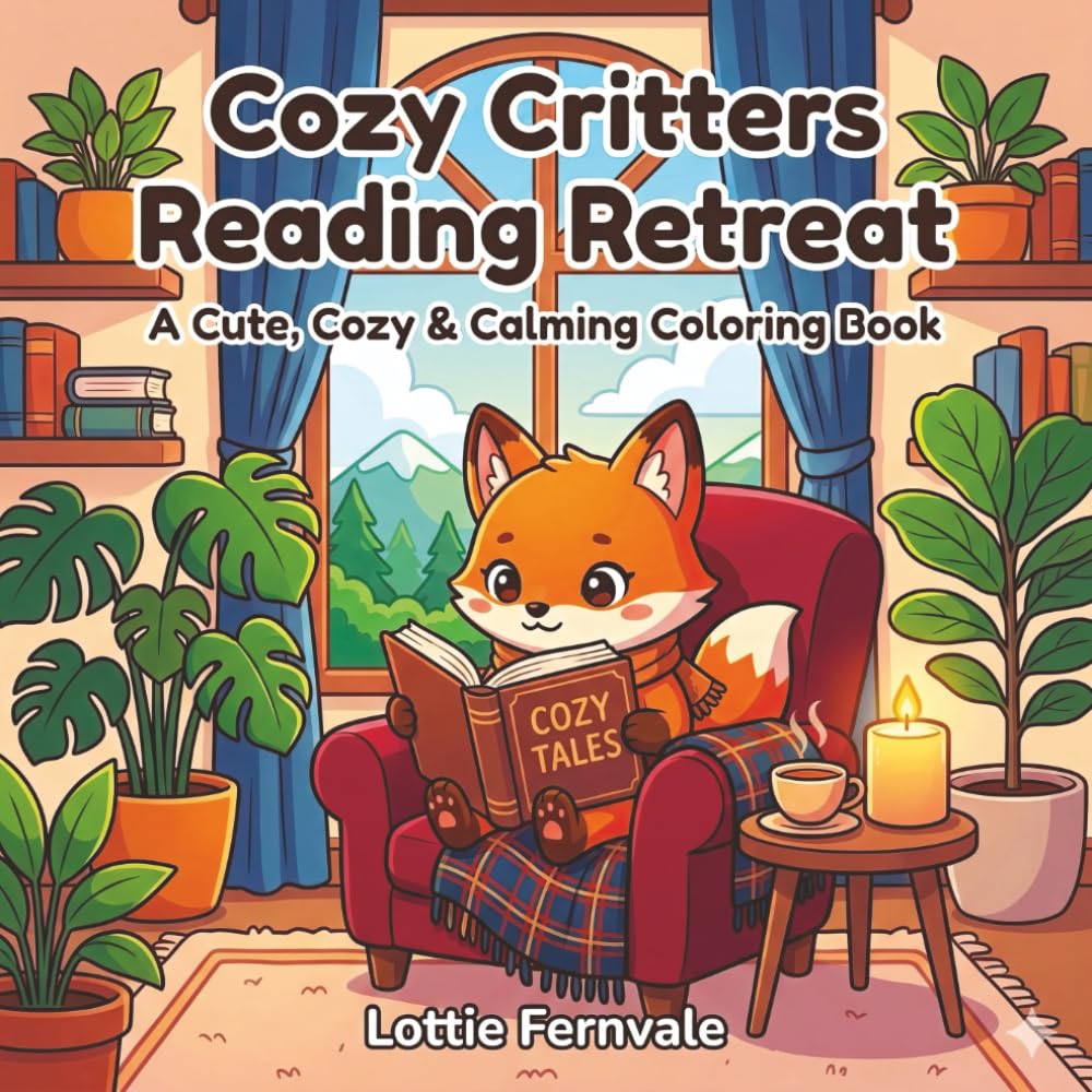 Cozy Critters Reading Retreat Coloring Book: A Cute, Cozy, Calming and Relaxing Animal Coloring Book Featuring Adorable Critters Reading for Stress Relief and Mindful Creativity