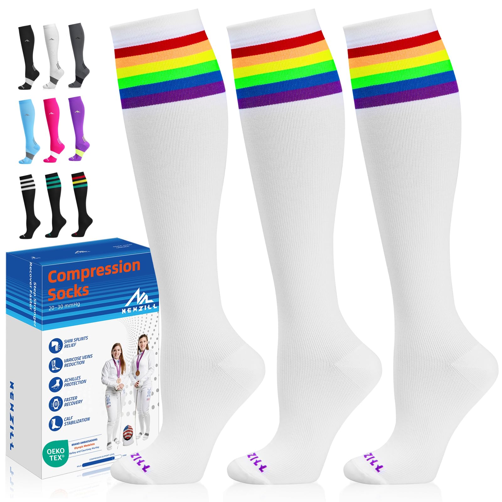 Medical Compression Socks for Women & Men, 20-30 mmHg Knee-High Support for Circulation, All-Day Comfort for Work Travel Running Cycling and Fitness