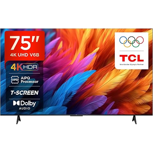 TCL 189 cm (75 inches) Metallic Bezel-Less Series 4K Ultra HD Smart LED Google TV 75V6B (Black)