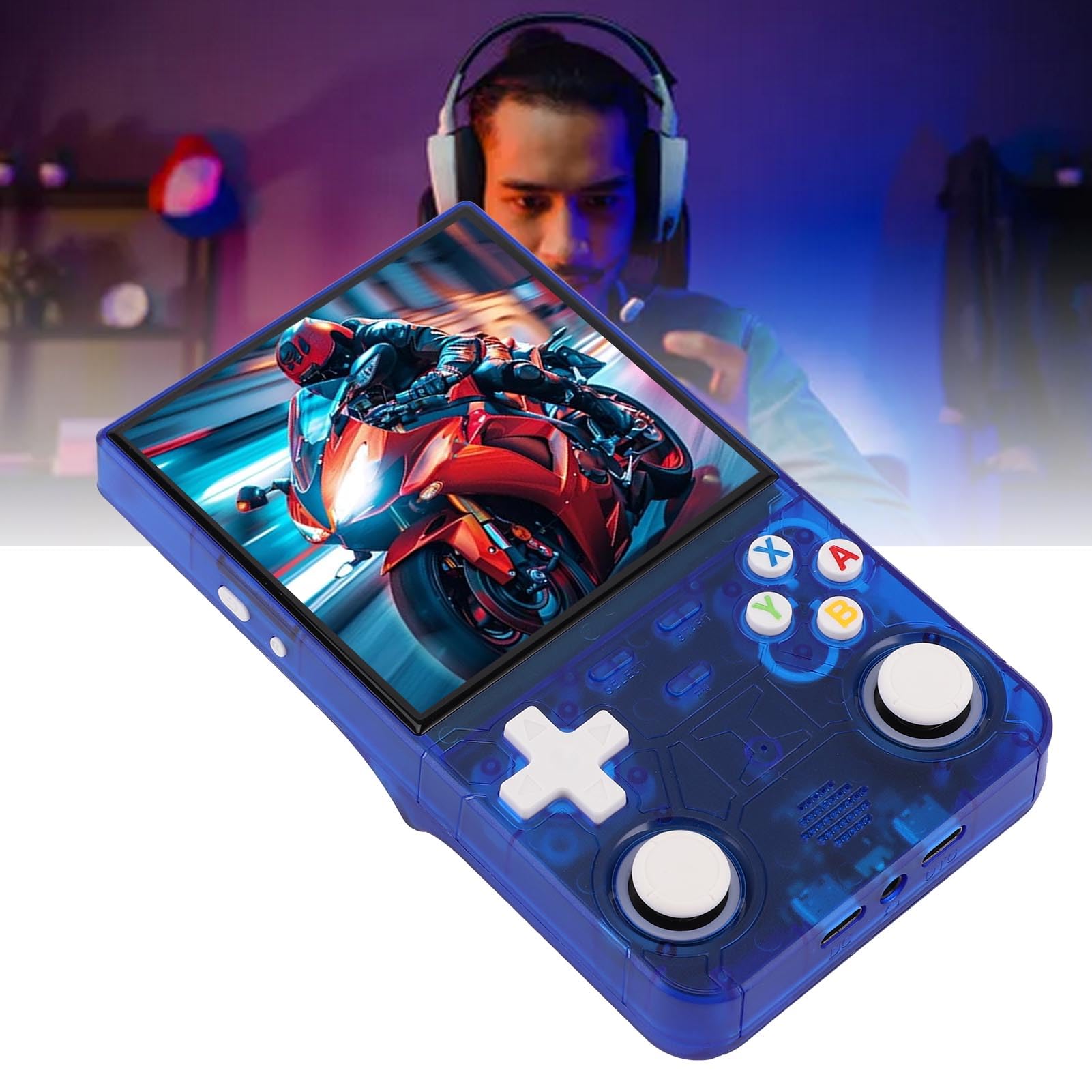 Luocute Console di Gioco Portatile Ultra retrò RG36, Schermo da 4 Pollici 64G TF Card Giochi Multiplayer Console Open Source per con WiFi Integrato (128G)