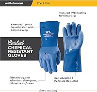 Vista 2 de Wells Lamont Guantes de trabajo con puño de guantelete y forro de algodón, recubierto de neopreno, peso pesado, talla única, negro (189)