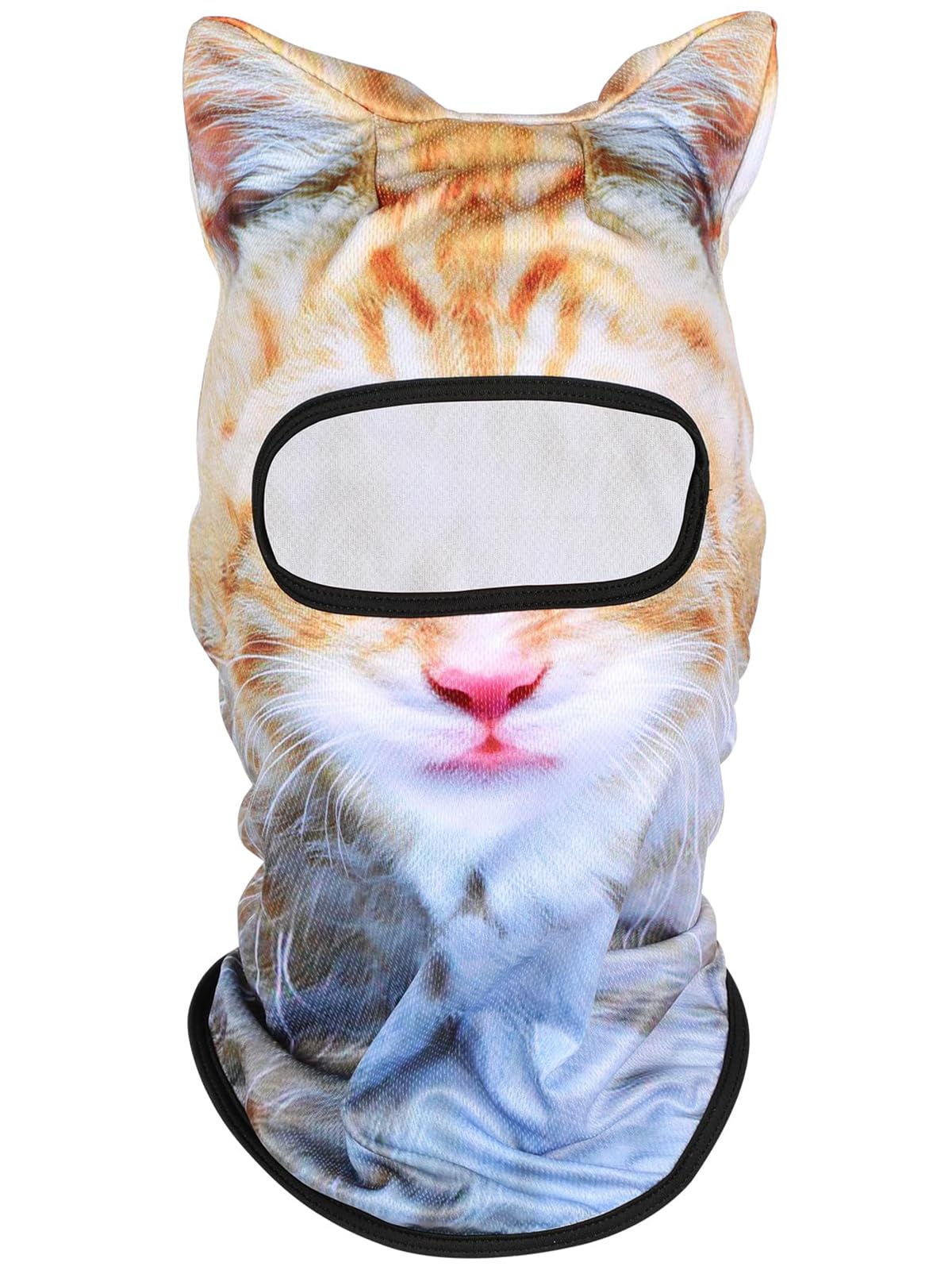 3D Cat Ski Mask Balaclava with Ears - Cat Shiesty Face Cover for Skiing, Music Festivals, Cycling, Halloween Parties, Outdoor Activities, White