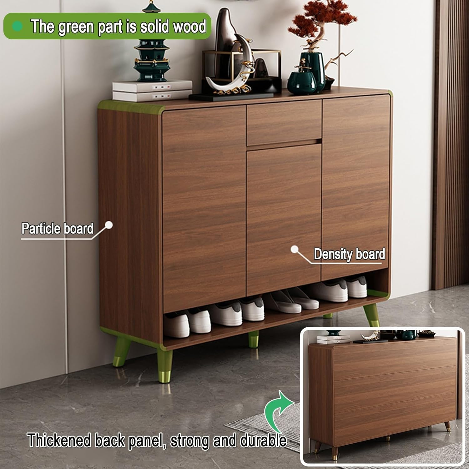 Hidden Shoe Organizer Cabinet for Front Door Entrance, Closet, Modern Wood Shoes Rack, Freestanding Shoe Cabinet Storage,100cm/39.3in