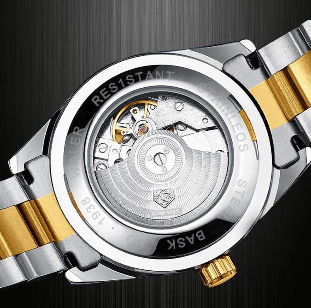 Orologi Da Polso,Orologio Da Uomo Automatico Automatico A 6 Pin Impermeabile Con Fasi Lunari Tourbillon, Quadrante Dorato E Nero