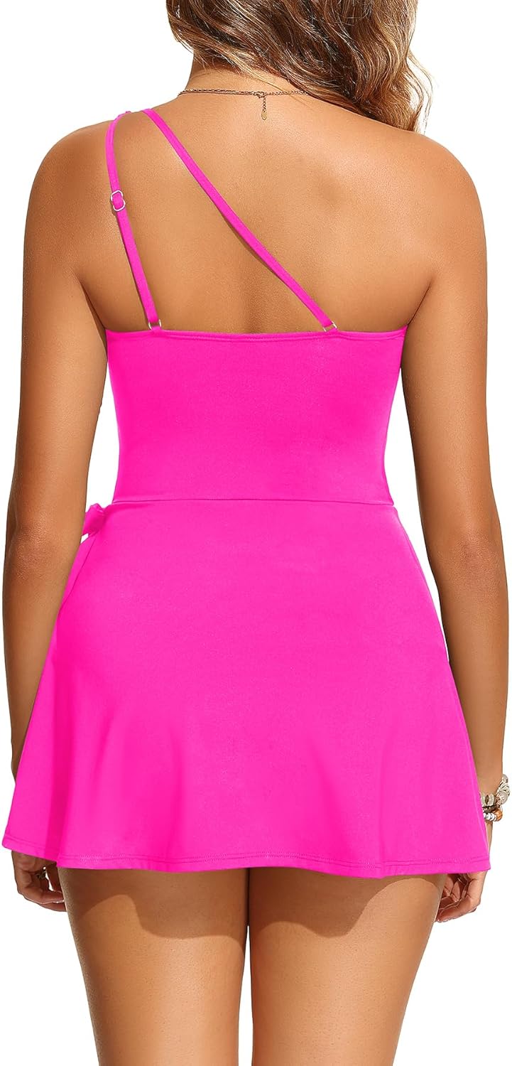 Daci Women's One Shoulder Swim Dress - Modest Bathing Suit One Piece Swimsuit with Skirt 2026 - Image 5