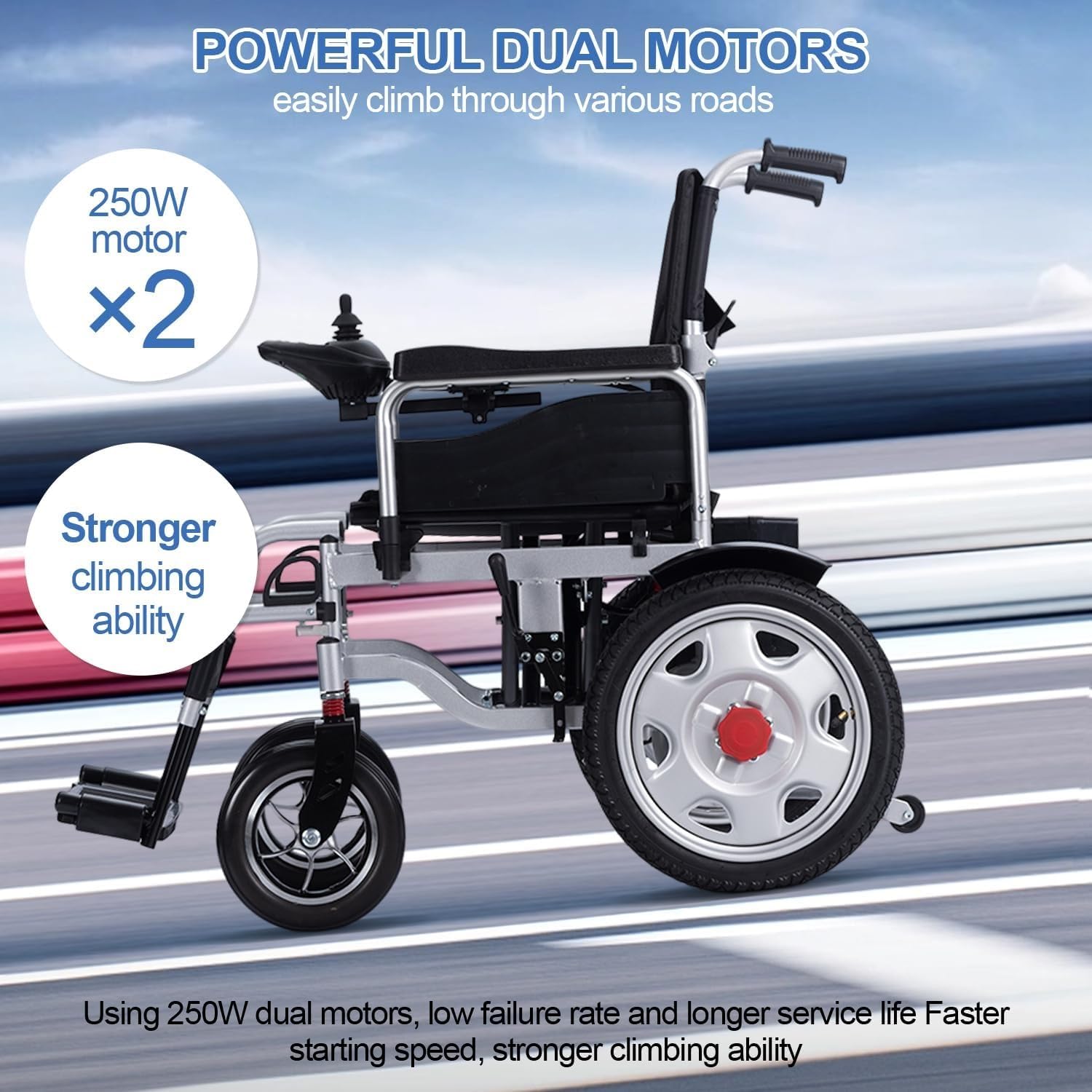 Sedia a rotelle motorizzata per adulti, sedia a rotelle elettrica leggera e pieghevole per anziani, sedia a rotelle motorizzata doppia portatile, Silla de Ruedas Electrica -12 mi Cruise Range-Travel S