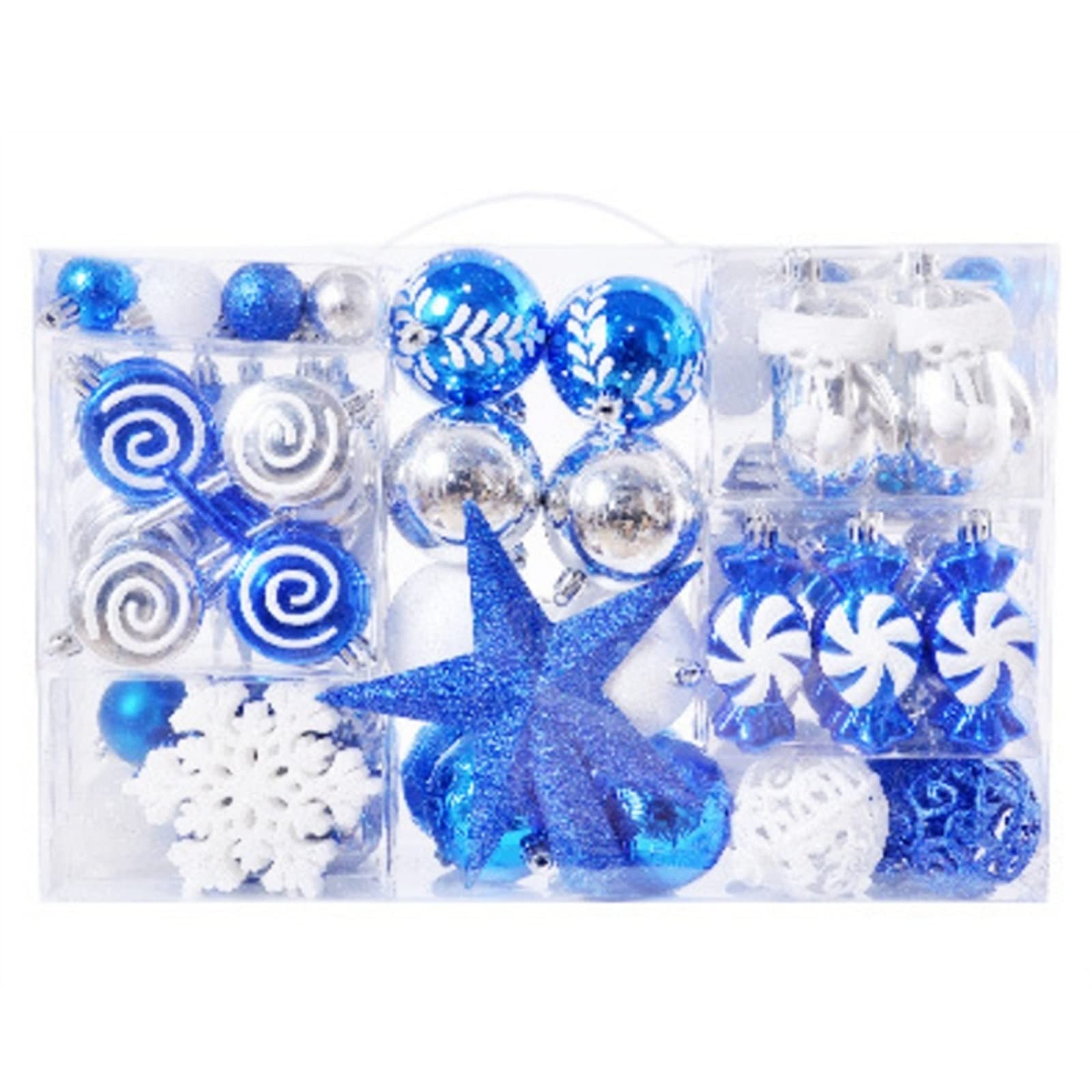 INEOUT 13 0pcs Adorno de Navidad Bola árbol de Navidad electroplacante Bola de plástico Adornado Pintado de árboles de árbol Bola de Estrella (Color : BlueWhite)