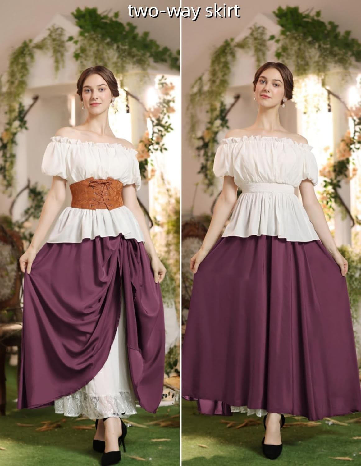 Scarlet Darkness Maxi Long Skirt for Women Double Layered Renaissance Skirts - Image 2