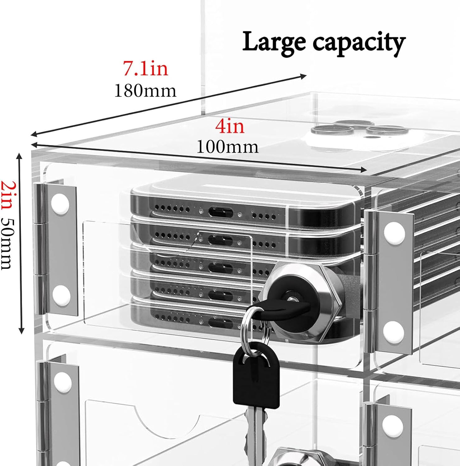JKGHK Slots Cell Phone Locker Box, Wall-Mounted Cell Phones Lock Box with Keys, Acrylic Clear Phone Storage Locker with Doors, for School, Office, Classroom, Factory(12Grids)