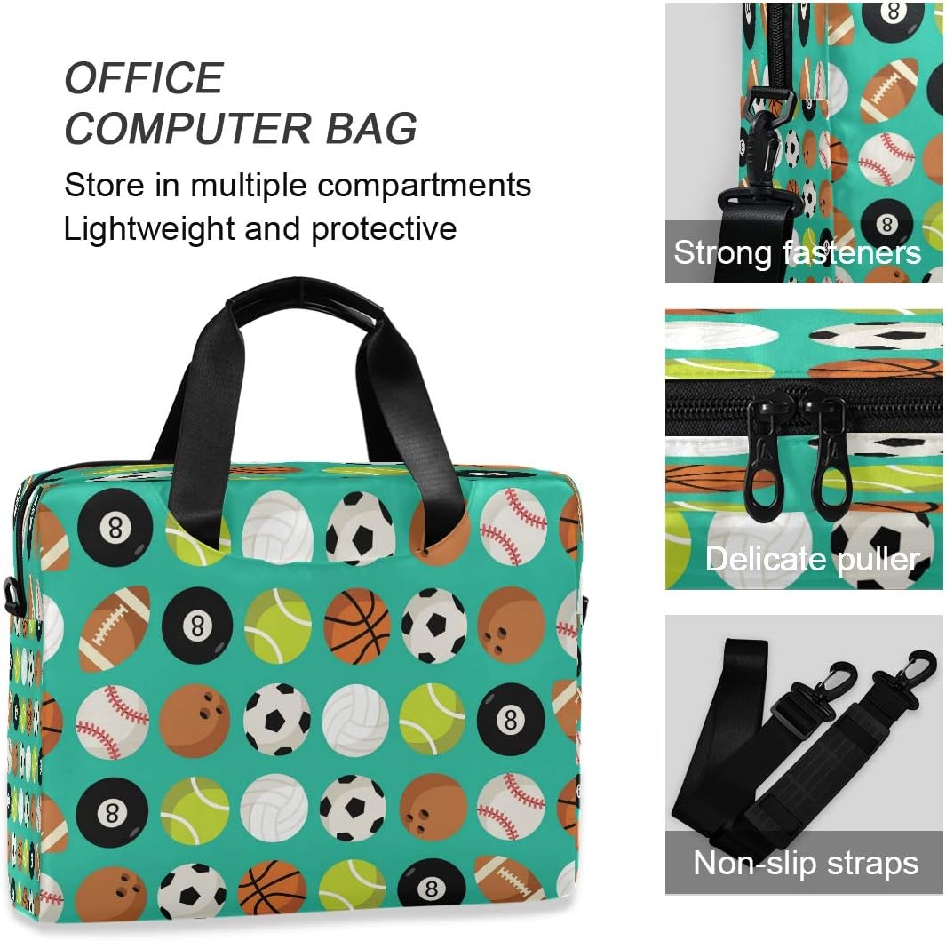 Laptop Bag Ball Soccer Golf Pattern Laptop Sleeves Case for 13 14 15.6 Inch Computer Tablet Briefcases Carrying Case Shoulder Bag for Work