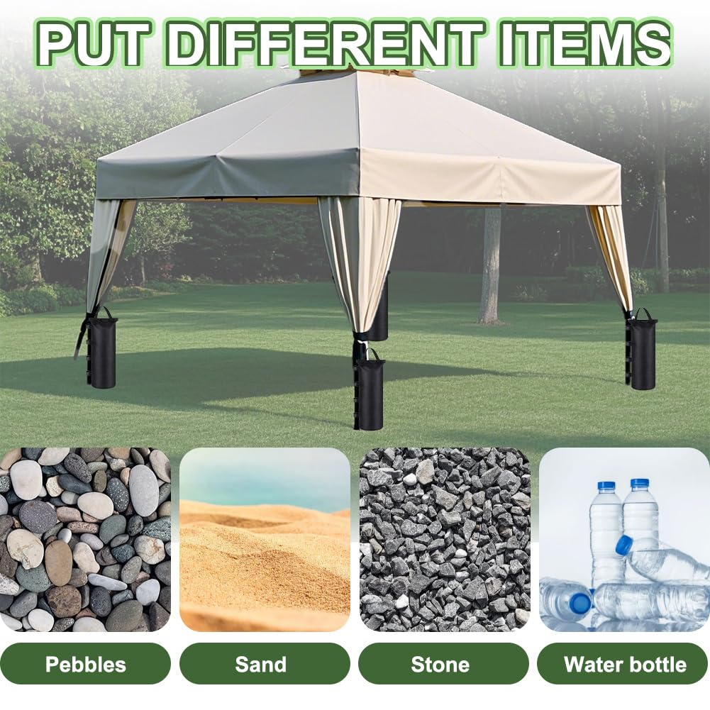 WANDGU Lot De 6 Sacs De Sable Pour Tonnelle 50x20cm - Poids Lestage Tente Jardin 800D Oxford