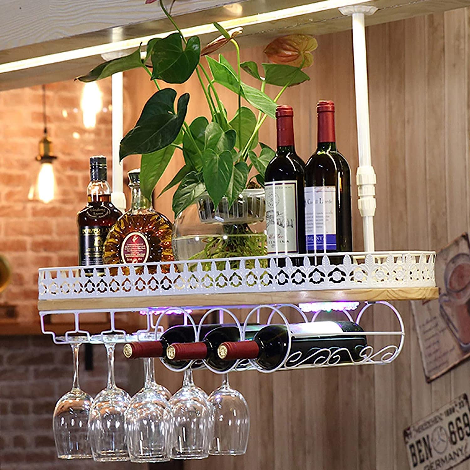Lighted Wine Glass Rack Amazon.com: Modern Wine Storage Rack Wall