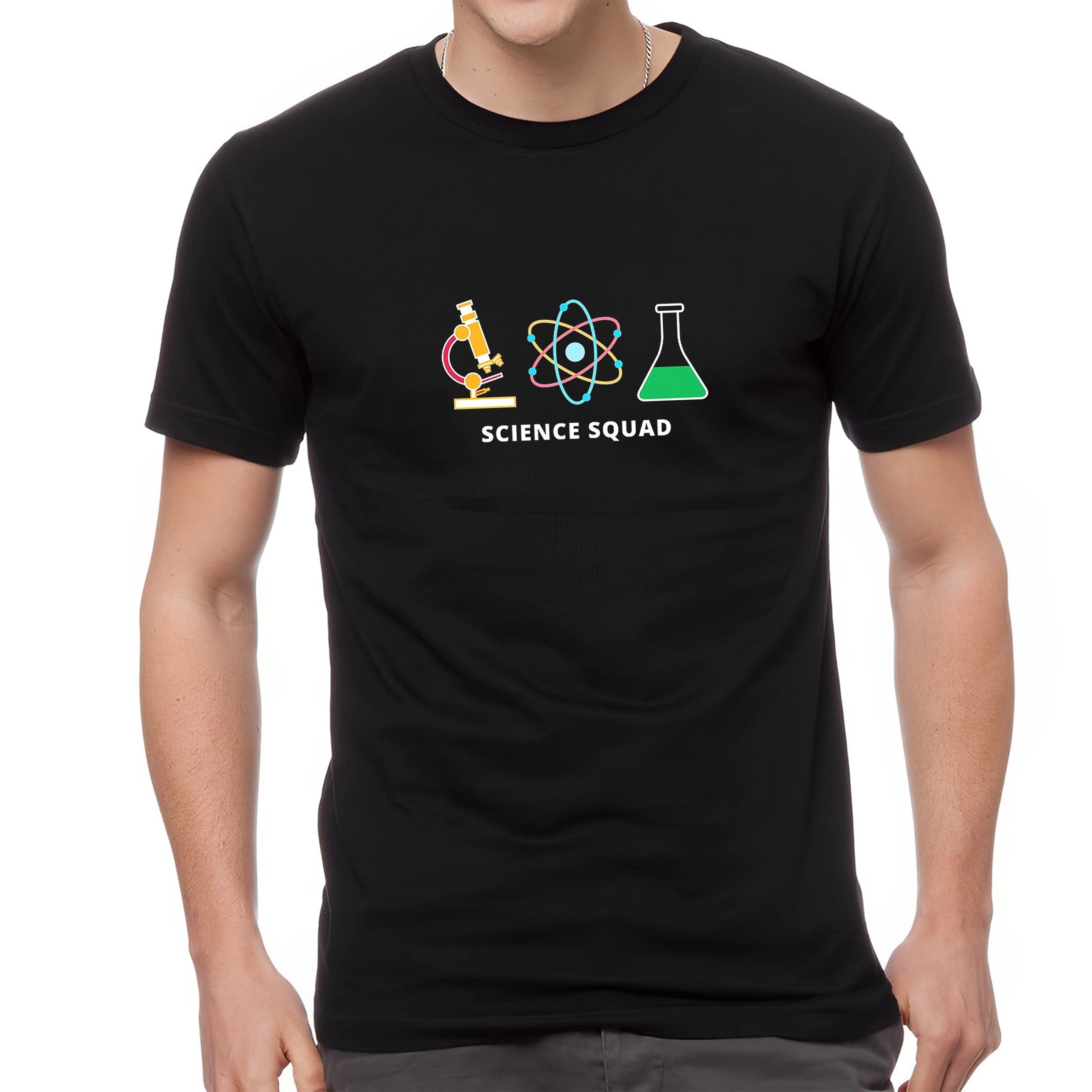 Loom ThreadTrending Science Squad Printed Pure Cotton Unisex Black Tshirt