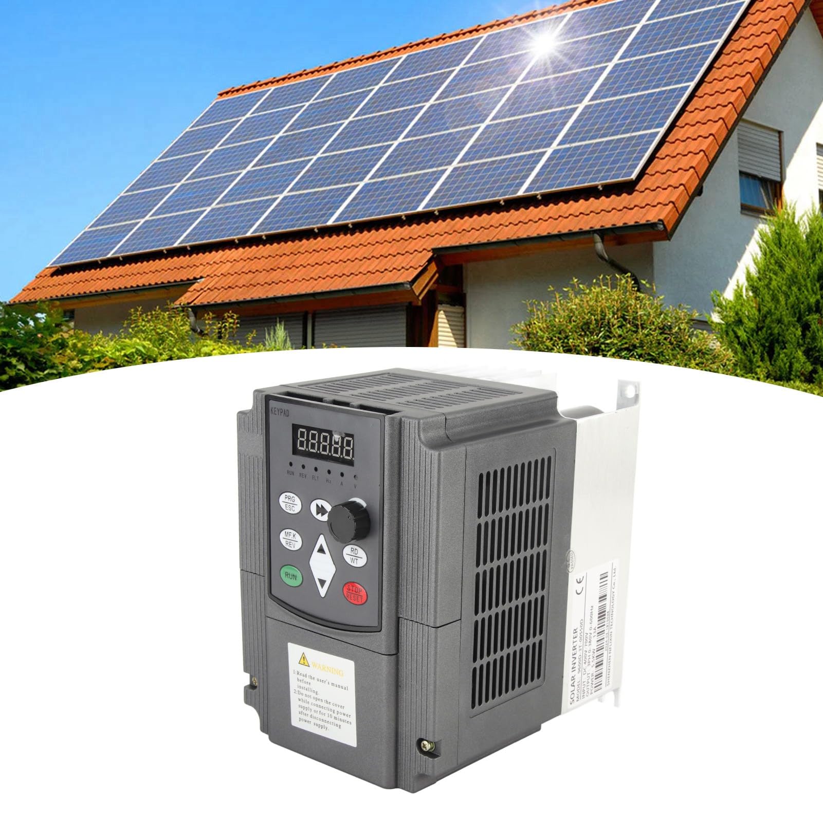 FTVOGUE NFLIXIN Azionamento a Frequenza Variabile Solare Fotovoltaico, Inverter VFD in Alluminio ABS 5,5KW 380V, Ingresso DC400-700V Uscita Trifase, per Controllo Elettrico Motore Monofase