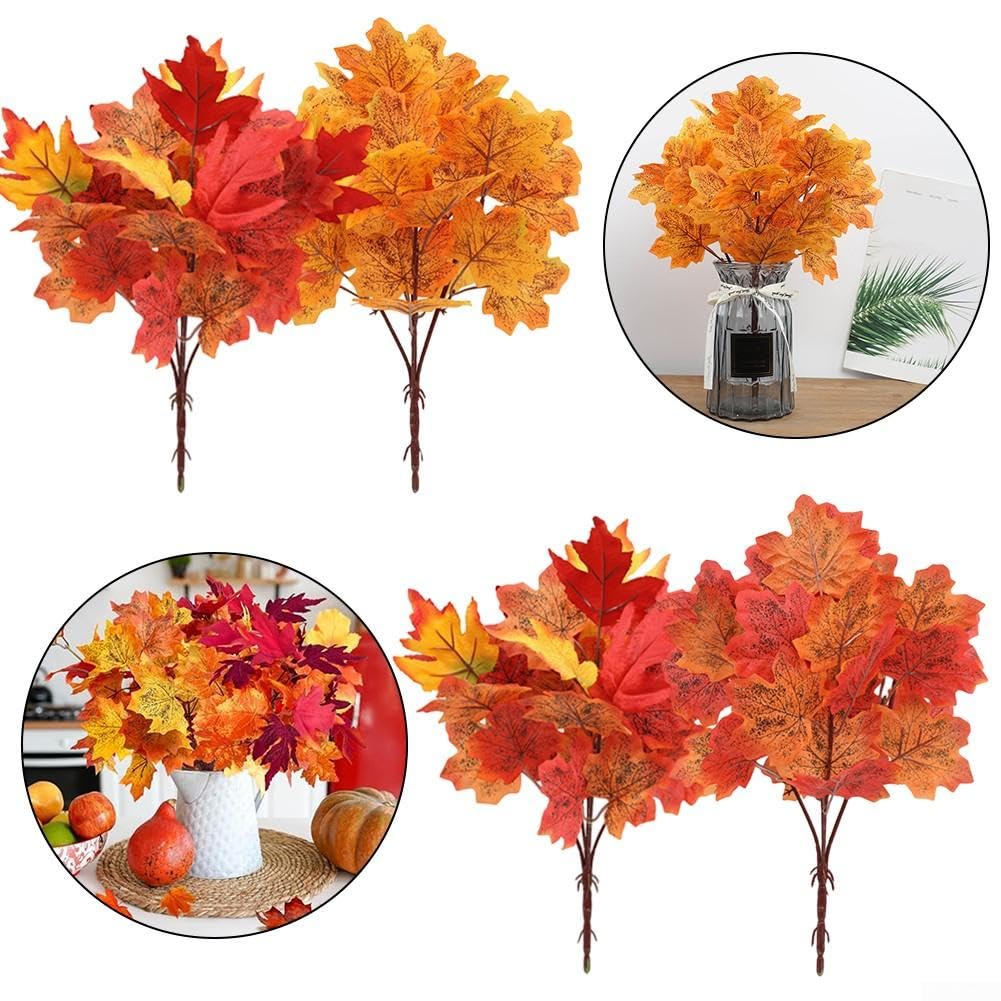 Bouquet di foglie autunnali artificiali, 40 cm, 4 pezzi, 4 pezzi